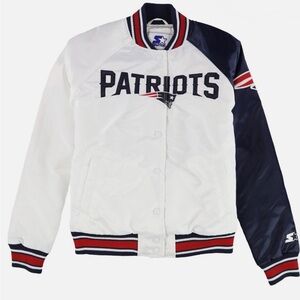 STARTER New England Patriots Varsity Jacket, White, Small